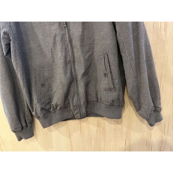 Haspel Men's Zipper Jacket coat size large grey stripe bomber - Picture 4 of 8